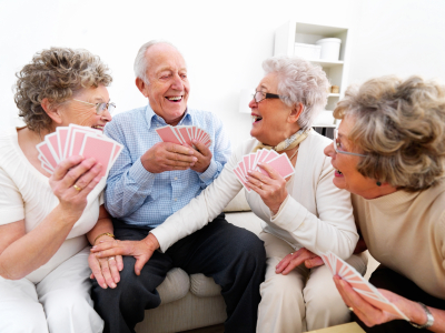 senior activity playing cards