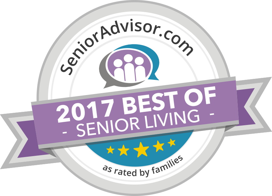 Award badge for recipients of the SeniorAdvisor 2017 Best of Senior Living awards